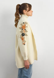 Premium Taş İşlemeli Hırka-Krem