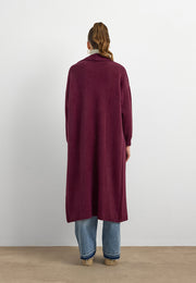 Sakal İplik Model Uzun Hırka Mürdüm