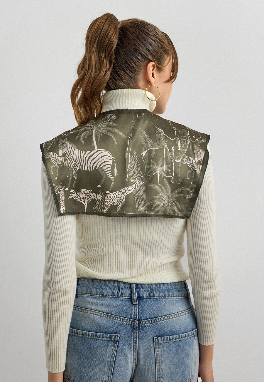 Desenli Saten Fular Yakalık-RS05