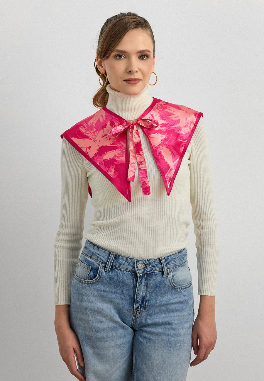 Desenli Saten Fular Yakalık-RS02