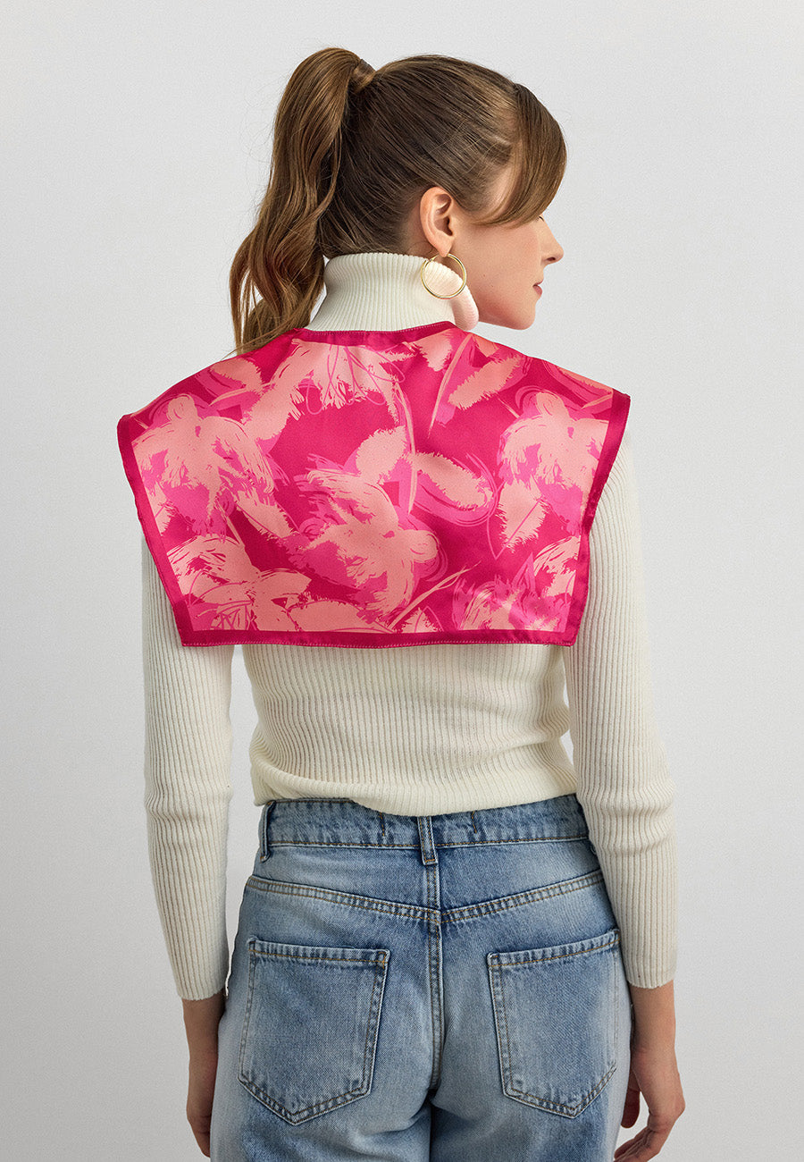 Desenli Saten Fular Yakalık-RS02