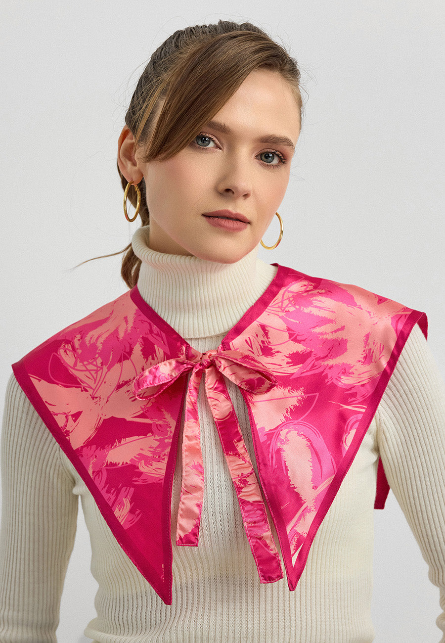 Desenli Saten Fular Yakalık-RS02