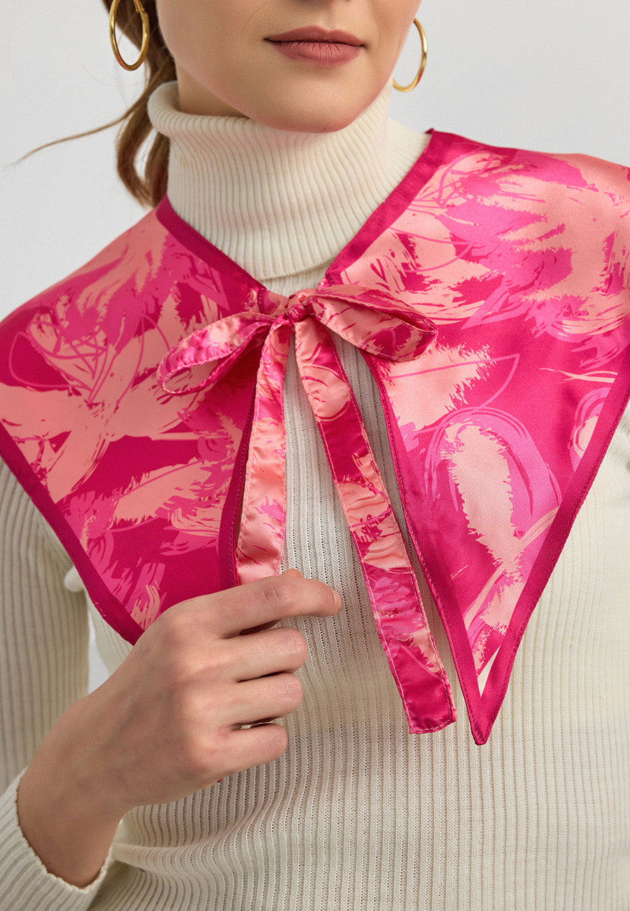 Desenli Saten Fular Yakalık-RS02