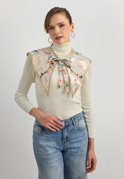 Desenli Saten Fular Yakalık-RS03