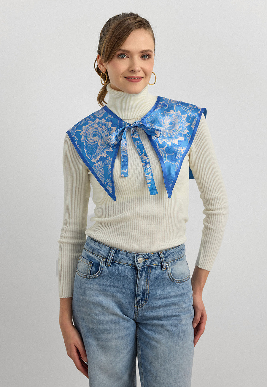 Desenli Saten Fular Yakalık-RS01