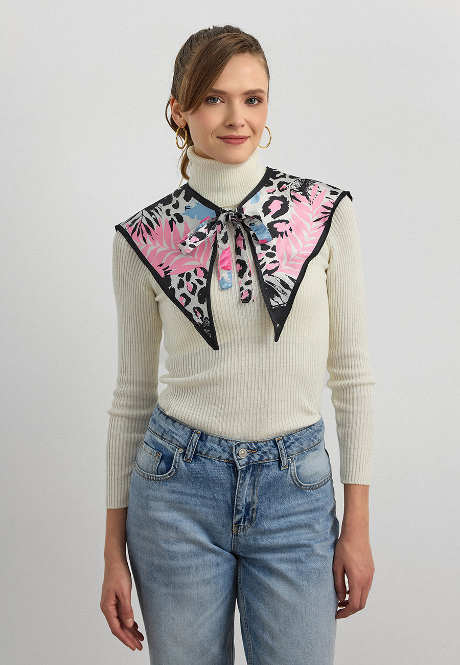 Desenli Saten Fular Yakalık-RS07