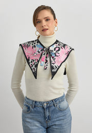 Desenli Saten Fular Yakalık-RS07