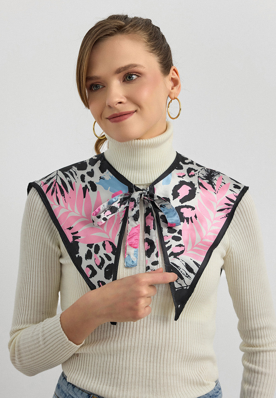 Desenli Saten Fular Yakalık-RS07