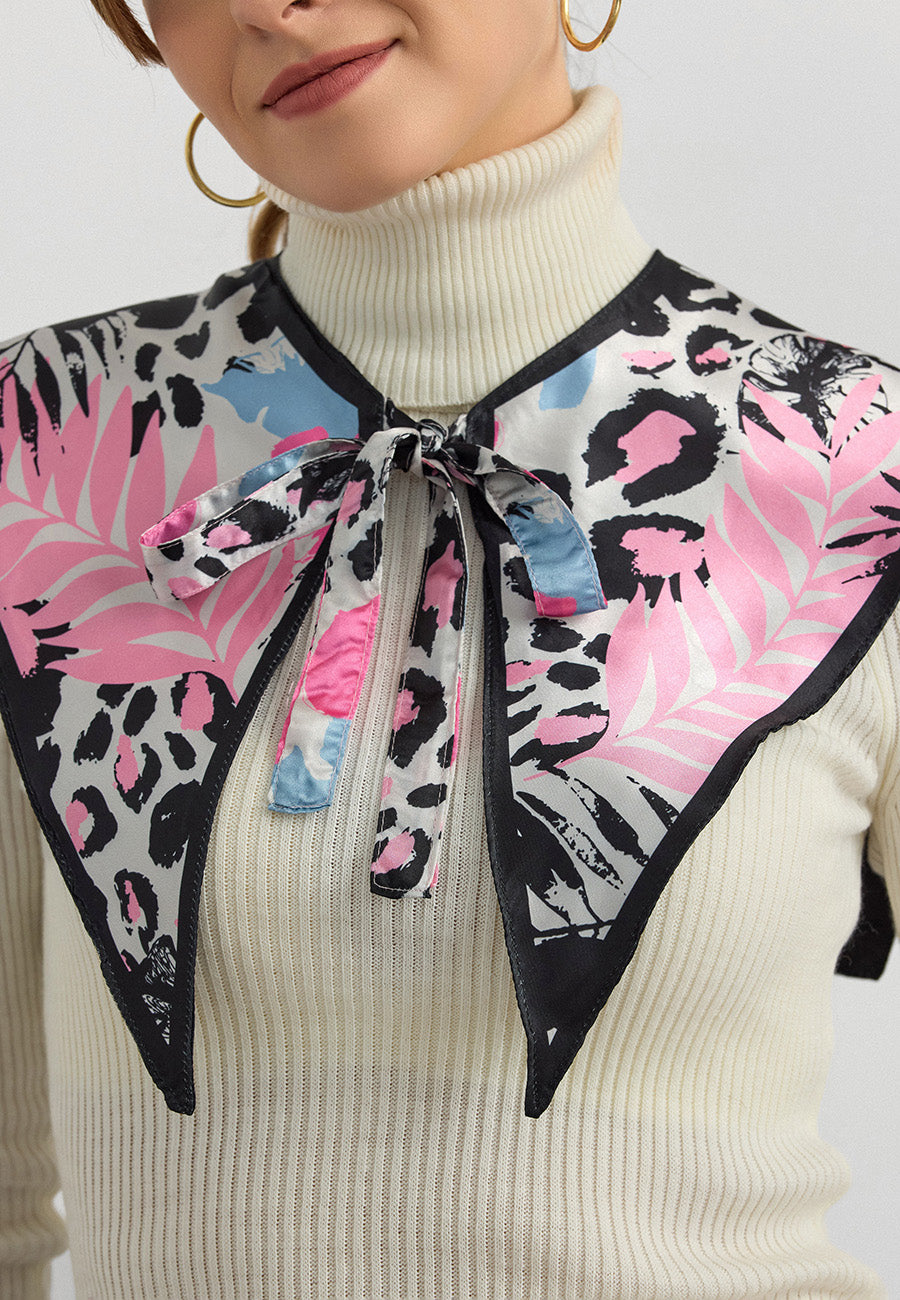 Desenli Saten Fular Yakalık-RS07