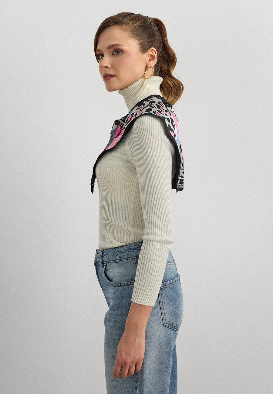 Desenli Saten Fular Yakalık-RS07