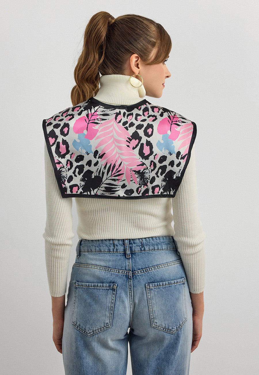 Desenli Saten Fular Yakalık-RS07