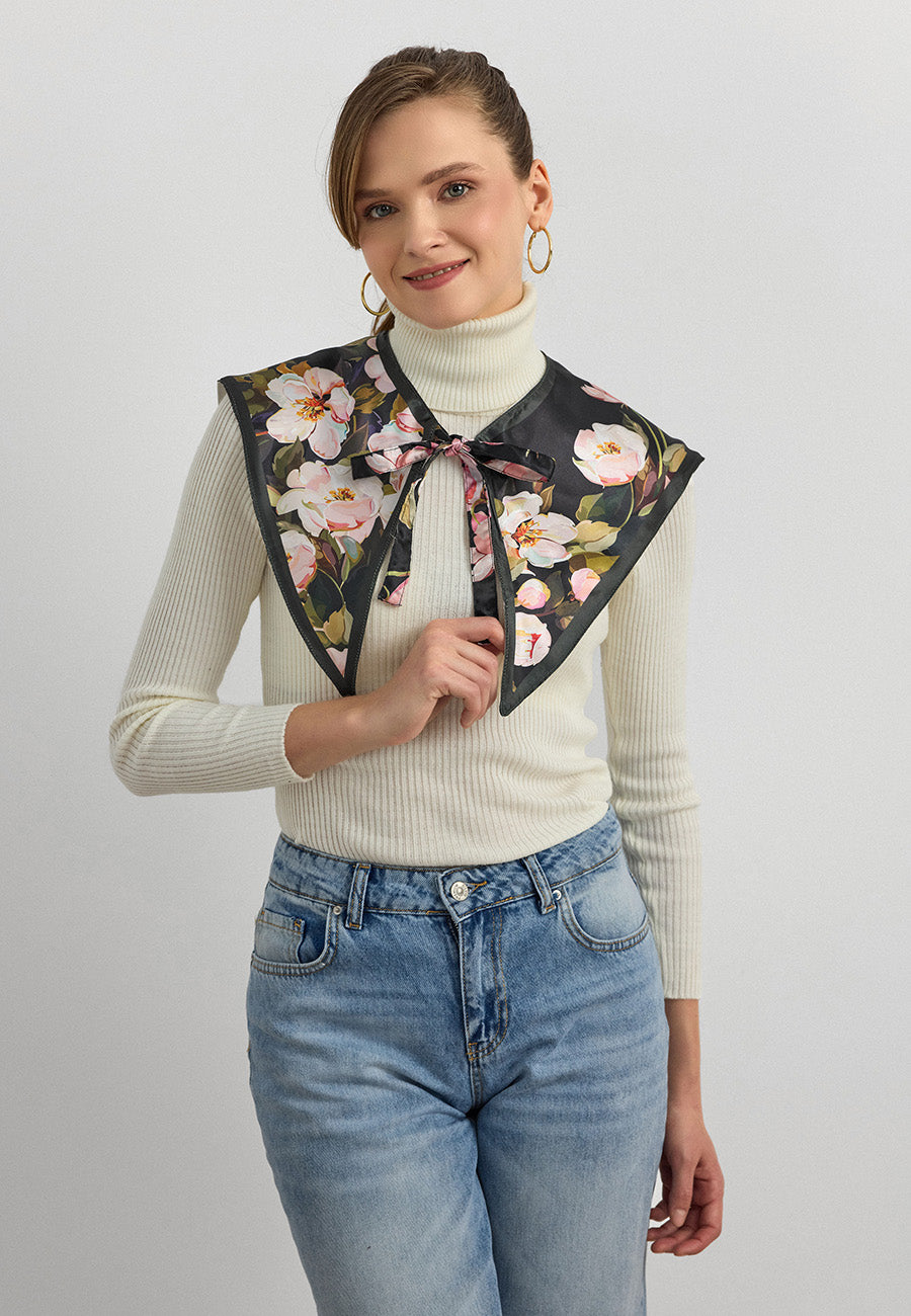Desenli Saten Fular Yakalık-RS04