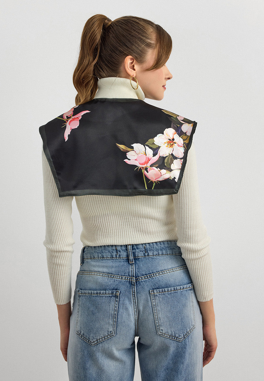 Desenli Saten Fular Yakalık-RS04