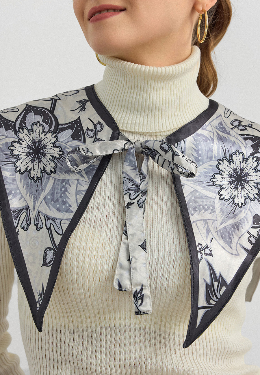 Desenli Saten Fular Yakalık-RS06