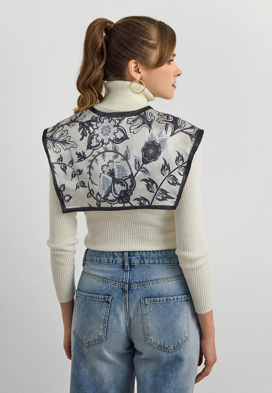 Desenli Saten Fular Yakalık-RS06