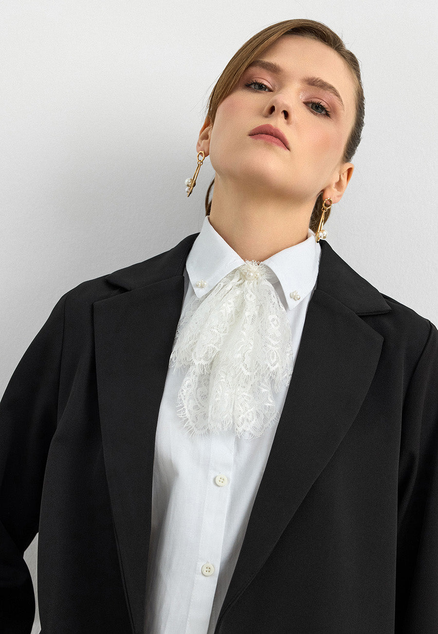 Krep Kumaş Ceket Siyah