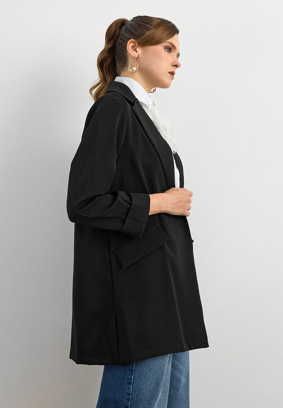 Krep Kumaş Ceket Siyah