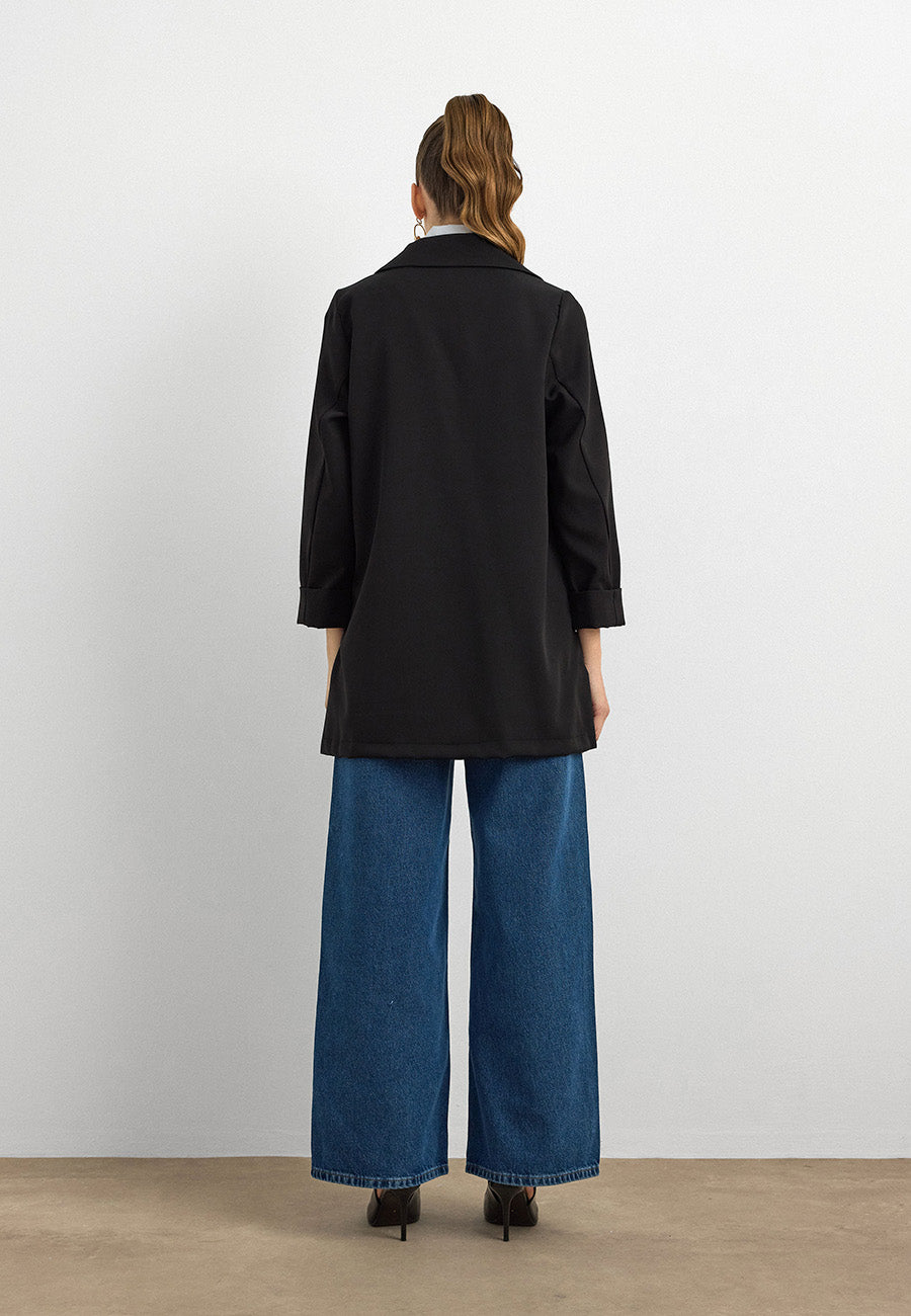 Krep Kumaş Ceket Siyah