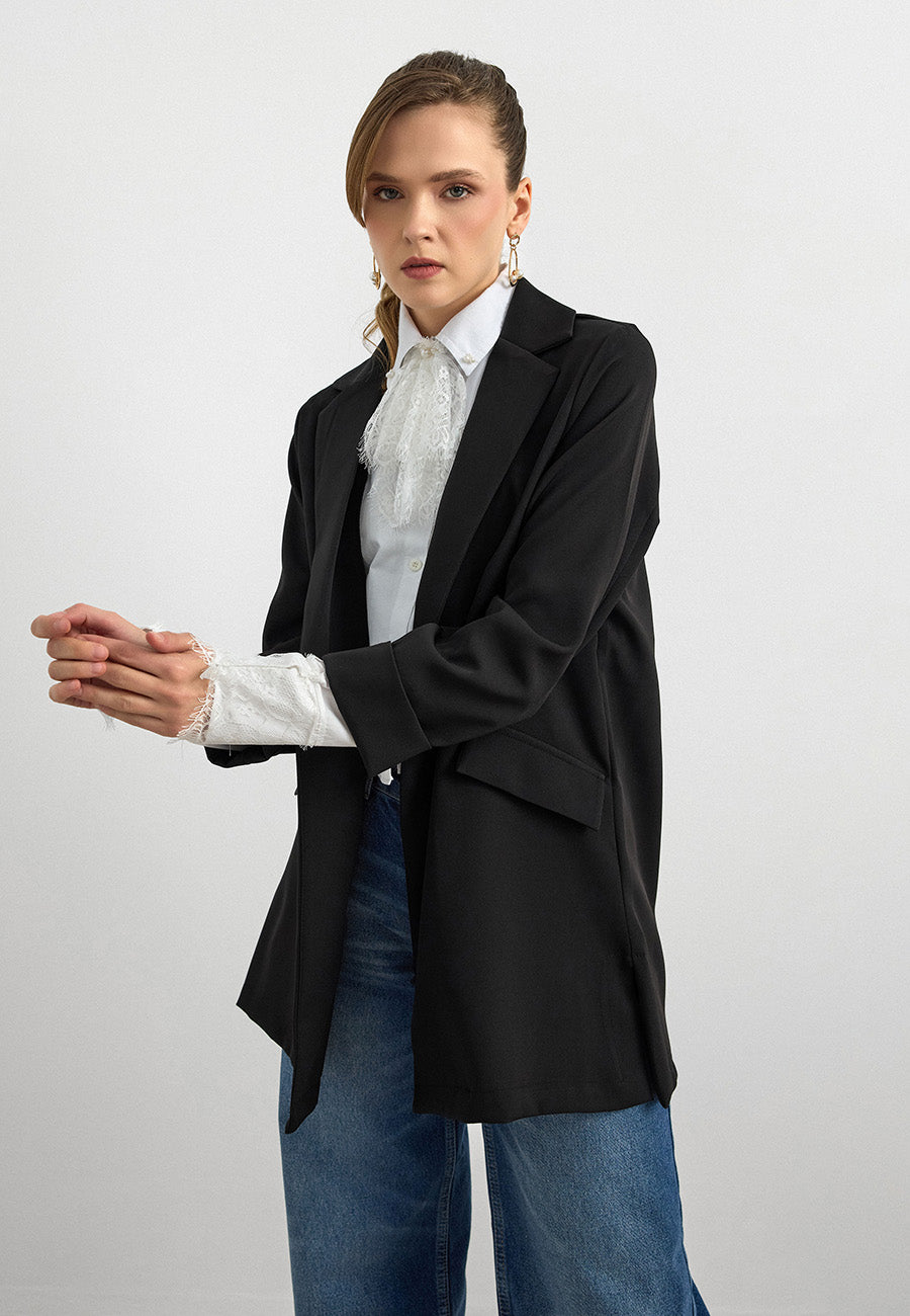 Krep Kumaş Ceket Siyah