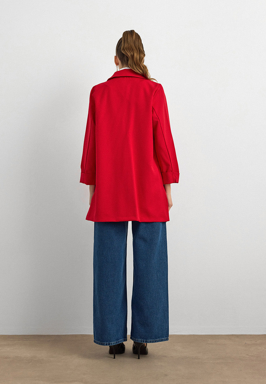 Krep Kumaş Ceket Kırmızı