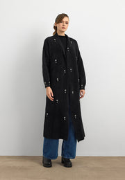 Damla Taşlı Uzun Hırka Siyah