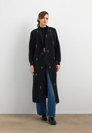 Damla Taşlı Uzun Hırka Siyah