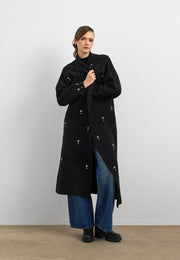 Damla Taşlı Uzun Hırka Siyah