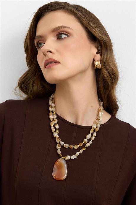 Amber Aura Doğal Taş Kolye