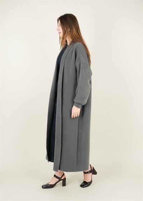 Sakal İplik Model Uzun Hırka Antrasit