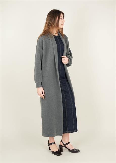 Sakal İplik Model Uzun Hırka Antrasit