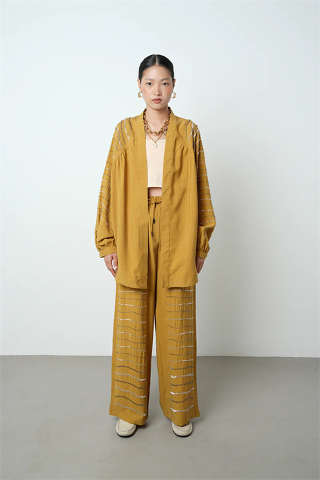 Taş İşlemeli Oversize Kadın Kimono - 34584 Kimyon