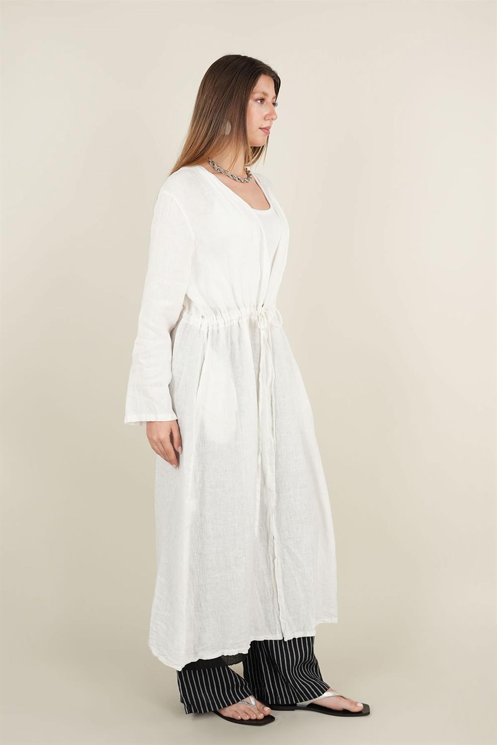 BAĞCIKLI KETEN KAP BEYAZ