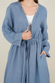 BAĞCIKLI KETEN KAP MAVİ