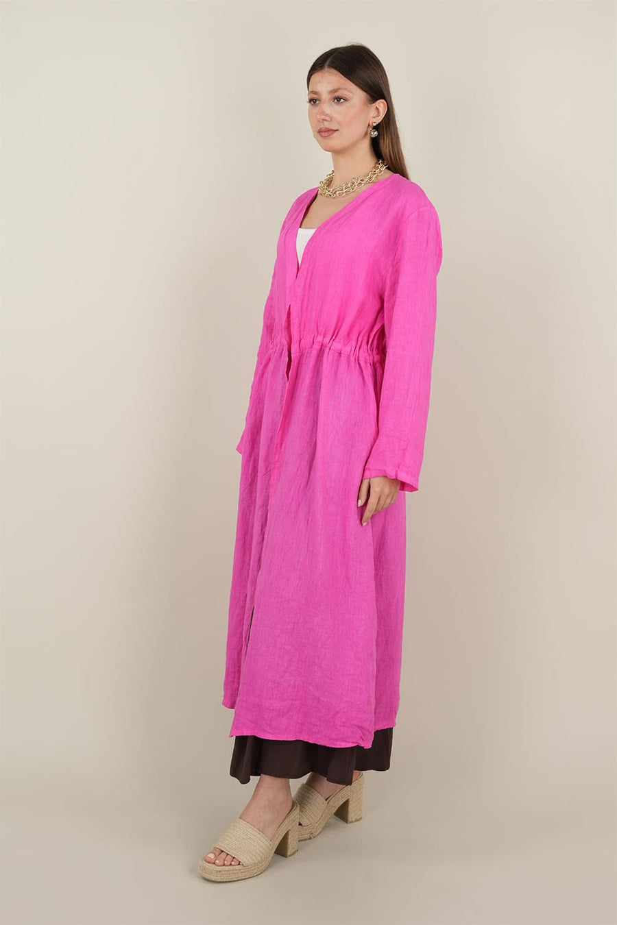 BAĞCIKLI KETEN KAP PEMBE