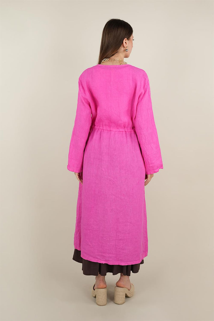 BAĞCIKLI KETEN KAP PEMBE