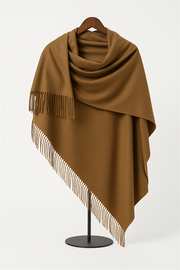 Camel Renkli Püsküllü Kaşmir Şal