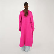 Çift İşlemeli Triko Hırka Fuşya