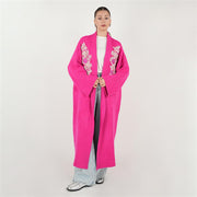 Çift İşlemeli Triko Hırka Fuşya