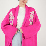 Çift İşlemeli Triko Hırka Fuşya