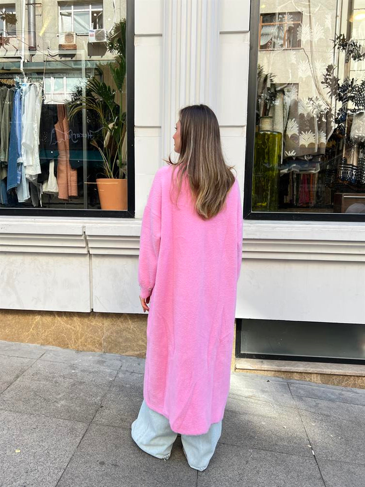 Damla Taşlı  Uzun Hırka Pembe