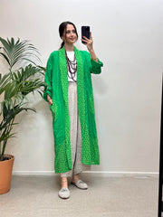 Dantel Detaylı Keten Kap Yeşil