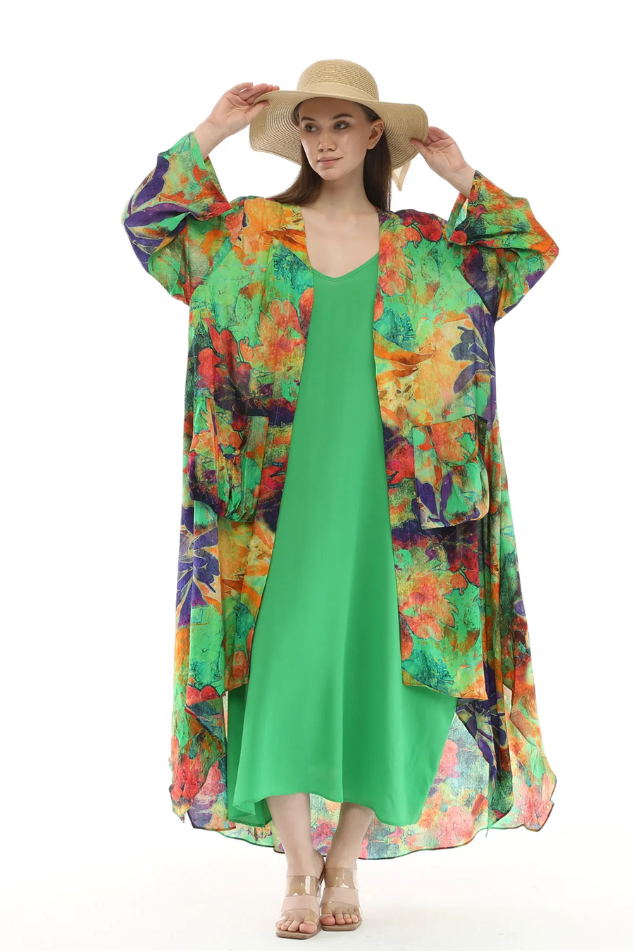 Desenli Kaftan 0170 Yeşil