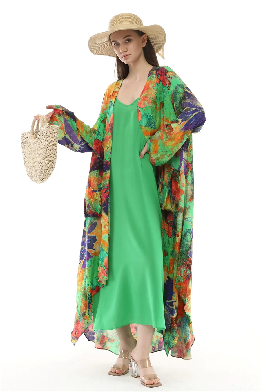 Desenli Kaftan 0170 Yeşil