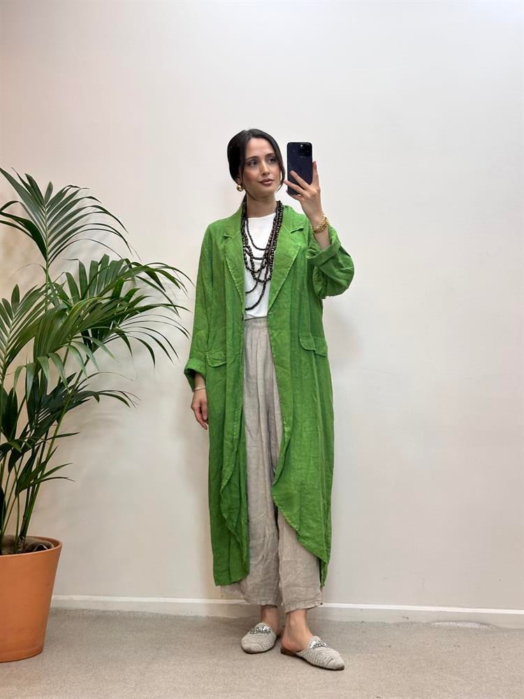 Doğa Yeşili Keten Kap