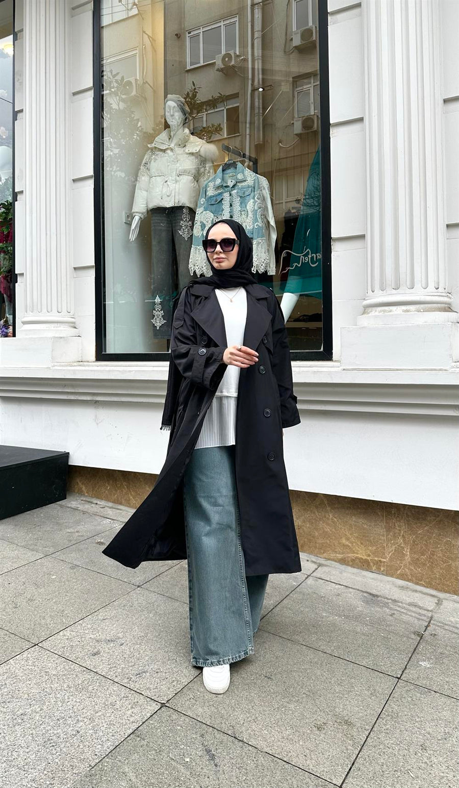 Gabardin Trenç Siyah