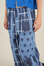 Geo Model Önden Cepli Keten Pantolon Mavi