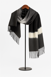 Gri-Siyah Degrade Desenli Kaşmir Şal