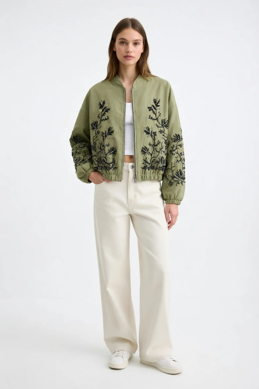 Royal Night Taşlı Bomber Yeşil 72539