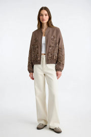 Royal Night Taşlı Bomber Vizon 72539