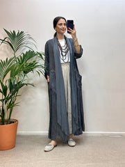 İpek Detaylı Keten Kap Antrasit
